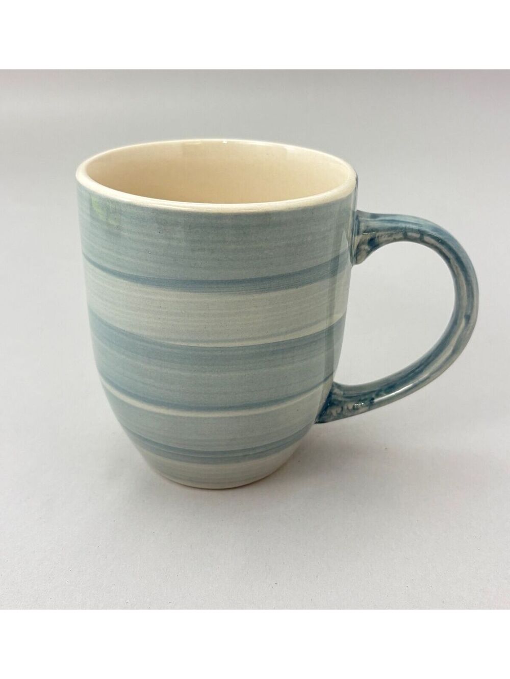 Gallery Blue and Cream Striped Ceramic Coffee Mug